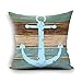 oFloral Home Decorative Nautical Anchor Rustic Wood Satin Throw Pillow Case Cushion Cover Standard Size 18"x18" Square - Perfect for Birthday,Present for Dad Mom Aunt Uncle Daughter Sister Brother
