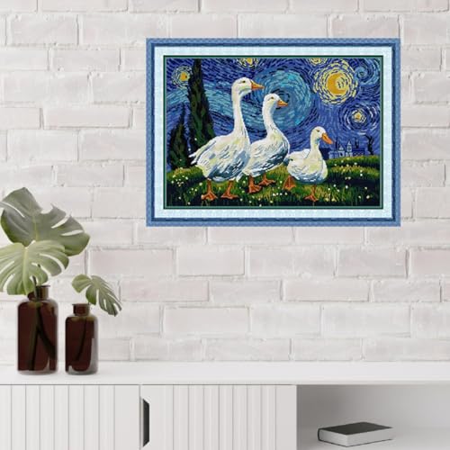 Image of Qeerysew Cross Stitch Kits Stamped Full Range of Embroidery Starter Kits for Beginners DIY - Printed Kit Look At The Stars (Printed) 11CT 25.6x18.5 inches
