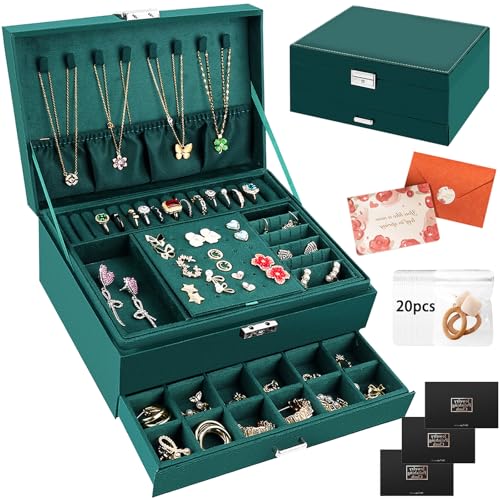 TOSUTO Caja Joyero de 3 Niveles,Joyeros Mujer Organizador,Caja Joyero de Viaje,Joyero Organizador,Grande Caja de Joyas de Cuero PU para Pulseras,Pendientes,Anillos,Collares,Relojes,Beige