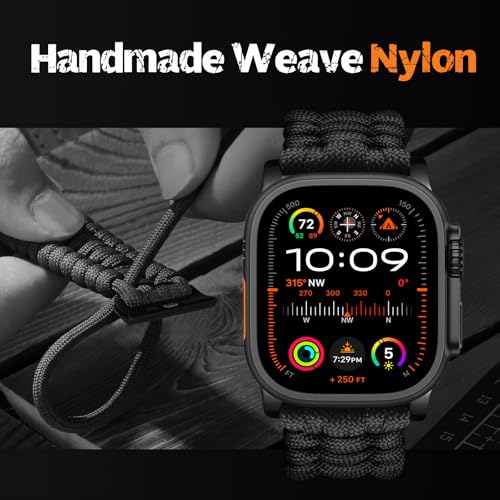 Bandletic Pulseira masculina de paracord 550 compatível com relógio Apple - Pulseira trançada de nyl