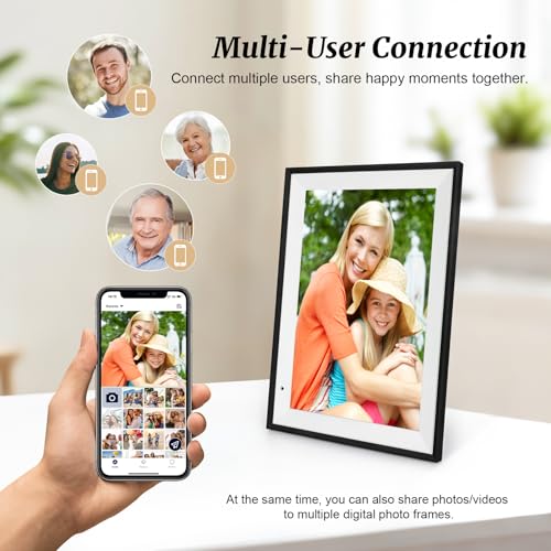 Image of Digital Picture Frame 10.1 Inch Digital Photo Frame 32GB Storage, WiFi Picture Frame with1280x800 IPS Touch Screen, Auto-Rotate Photo Frame Share Your Photos and Videos via AiMOR App, Black