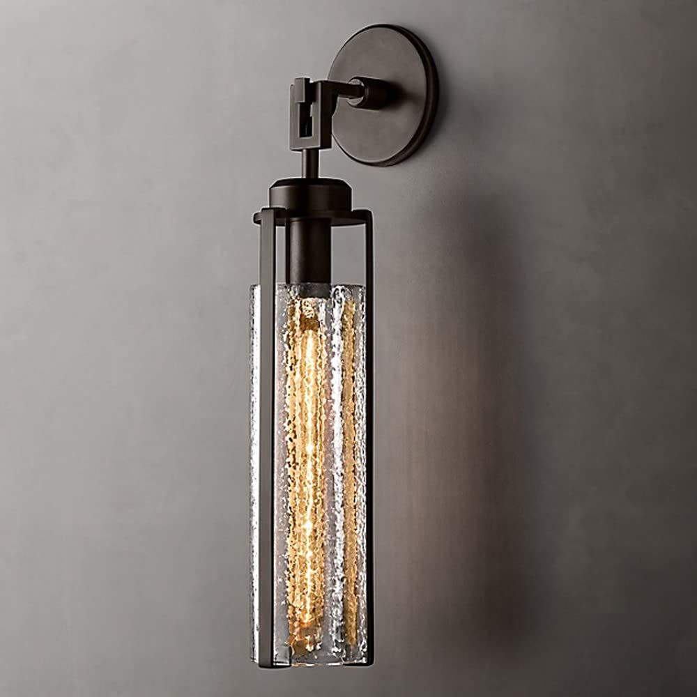 SXSCARKX Industrial Wall Sconce Indoor Lamp Modern Vanity Light, Clear Glass Mount Lighting Fixtures E14 Headboard Sconces for Bedroom Kitchen Living Room Hallway (Color : Svart)