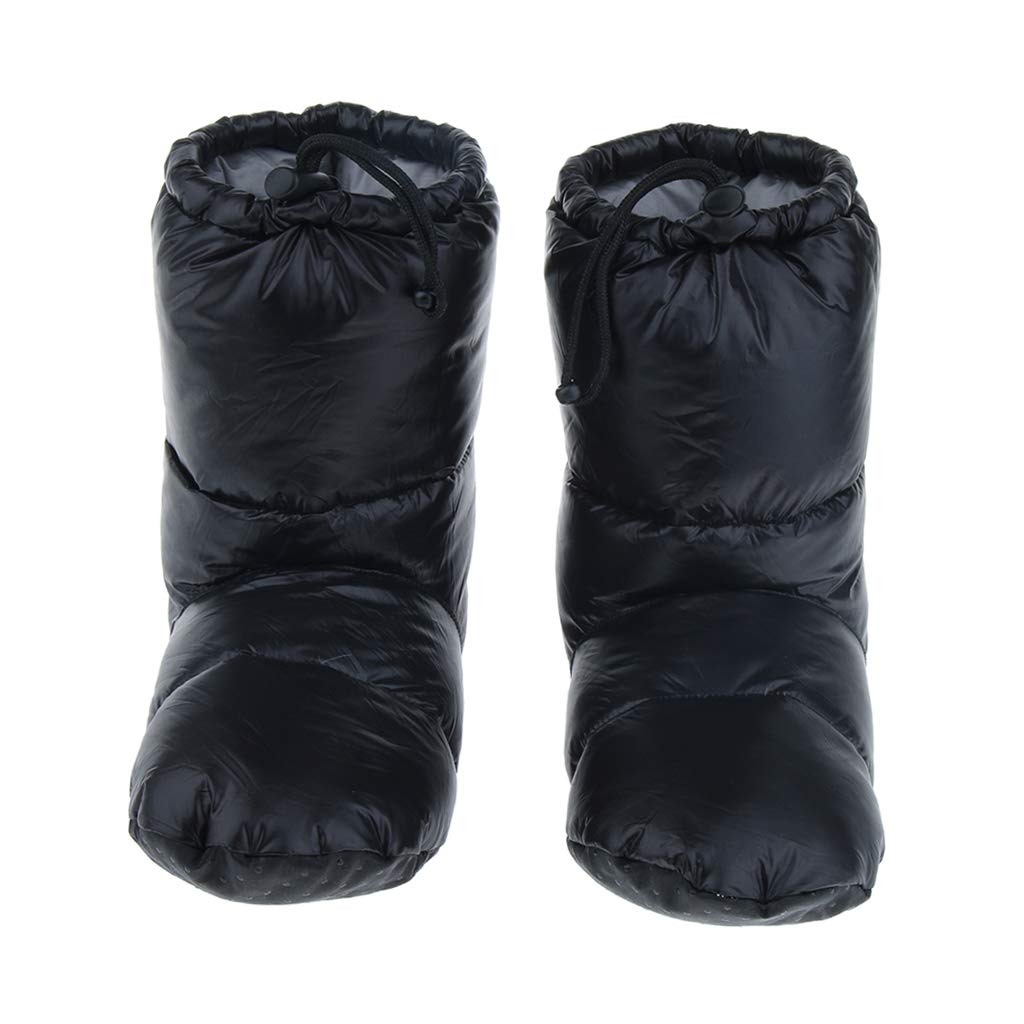 Weiße Gänsedaunen Hausschuhe Winter Warm Camping Zelt Fuß Booties Schwarz M