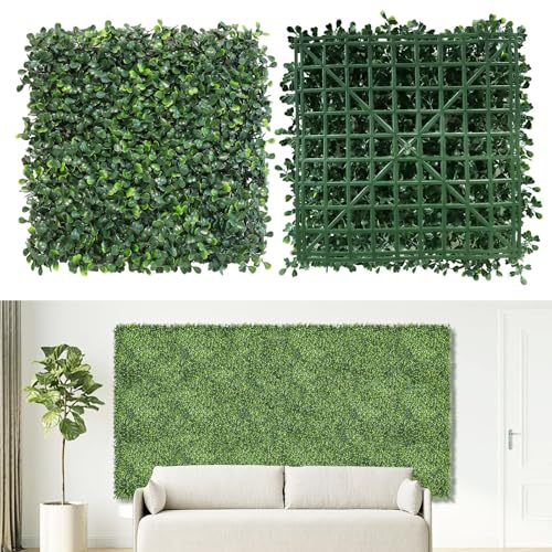 NETAP Artificial Grass Wall Panels Backdrop,10'x 10'(12Pcs) Faux Boxwood Panels for Outdoor Indoor Green Wall Decor,Party Wedding Garden Fence Decorations