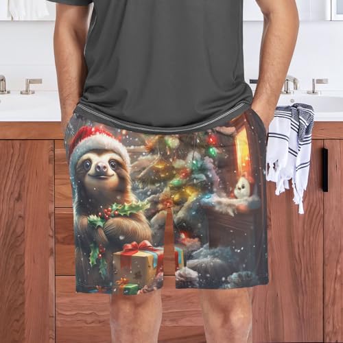 Men's Pajama Shorts Soft Comfy Sleep Shorts Lounge Christmas Pjs Bottoms with Pockets 6
