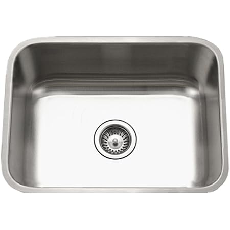 HOUZER STS-1300-1 Eston Undermount Single Bowl Kitchen Sink, 23 inch, Stainless Steel