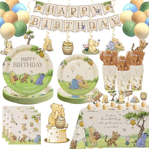 192pcs Winnie Birthday Decorations, Vintage Pooh Bear...