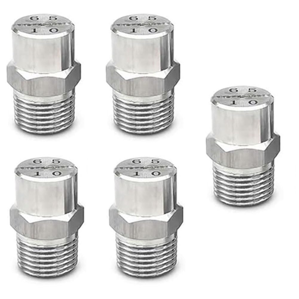 DMBAOD 5pcs Flat Fan Spray Tip, High Pressure Spray Fan Washer Nozzle,1/8,1/4,BSPT Male Stainless Steel Nozzle Cleaner Nozzle 95° 1/4 (hole diameter 2.8mm)