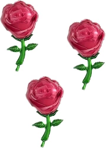 Dzrige 3 globos de papel de aluminio de rosas rojas, ramo de rosas rojas, globos de Mylar para regalo del día de San Valentín, aniversario,