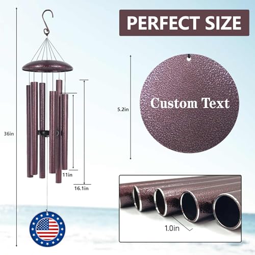 Image of Personalized Wind Chimes for Memorial Retire, Deep Tone 30 inch /36 inch /45 inch Wind Chime Custom Gifts for Soldiers Police Officers, Memory Day Gift for Dad Mom Garden Decorate