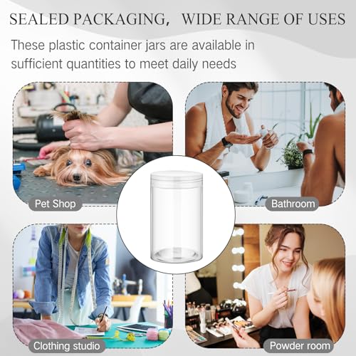 Image of Patelai 4 Pcs Plastic Jars Wide Mouth with Lids,12 Ounce,Clear