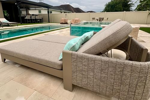 Image of PURPLE LEAF Outdoor Couple Chaise Lounge with 3 inch Cushion Nurture Shale