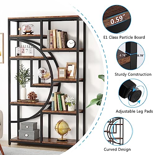 Tribesigns Bookshelf, Industrial 5 Tier Etagere Bookcase, Freestanding Tall Bookshelves Display Shelf Storage Organizer with 9-Open Storage Shelf for Living Room, Bedroom by Tribesigns - Image 5