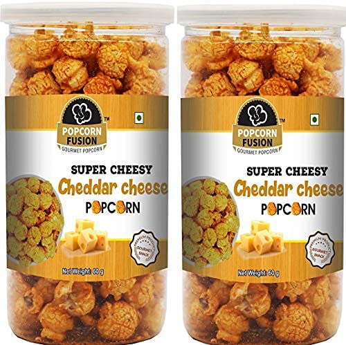 Popfusion Gourmet Flavoured Popcorn - Air Popped Mushroom Shaped Super Cheesy Cheddar Chees Popcorn, Gluten free and Low Fat Snacks with Airtight Glass Jar - 150gms-image-5
