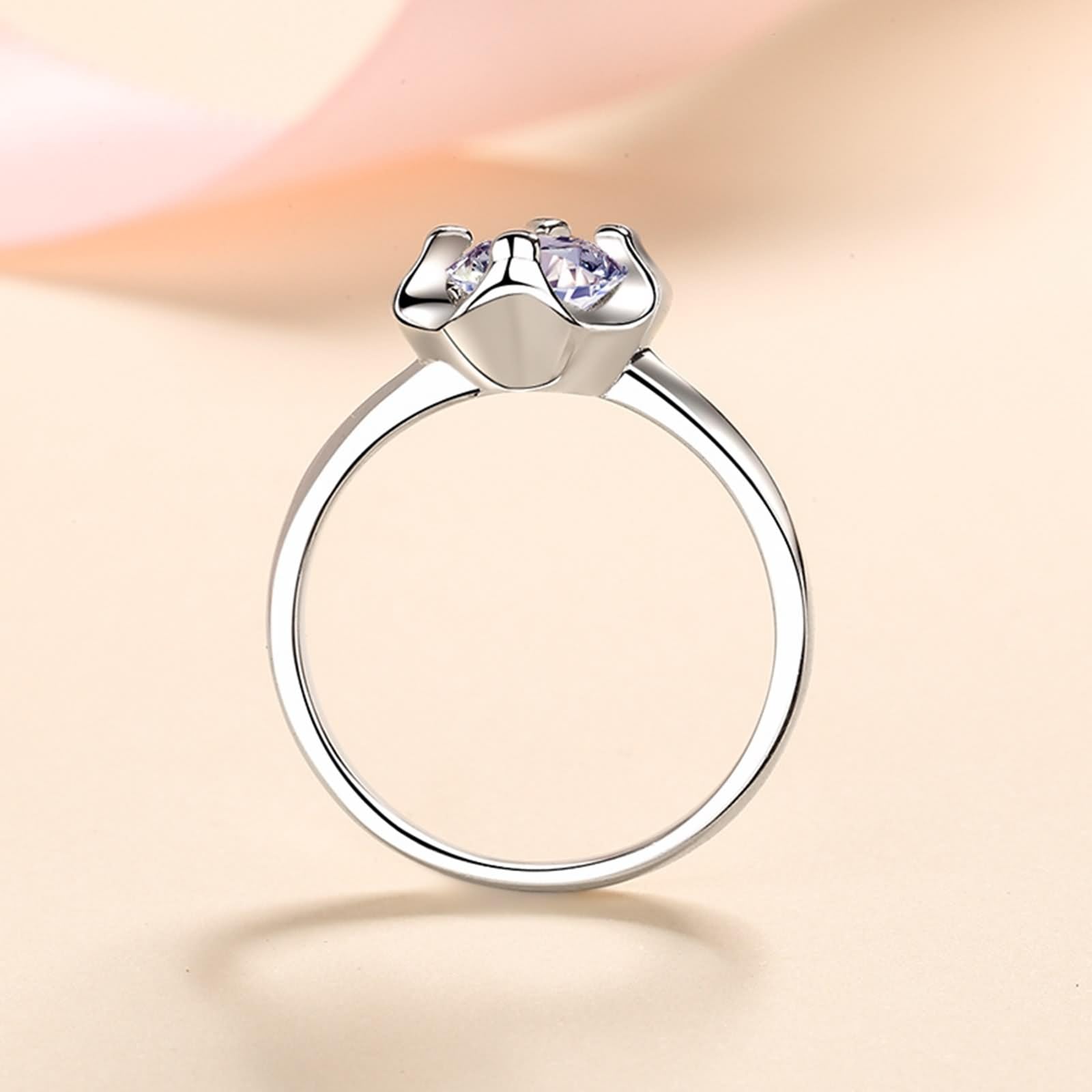 Anello da donna con dito medio, in oro bianco 925