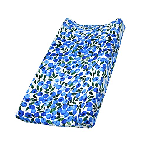 Matelas de berceau de couverture de coussin à langer floral de bébé, couverture de table à langer de tissu extensible pour nourrisson 32''X 16'' (Myrtille)