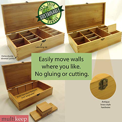 Multikeep Cassete Tape Hipster Box - Memento Sustainable Bamboo Adjustable Organizer #TOP1