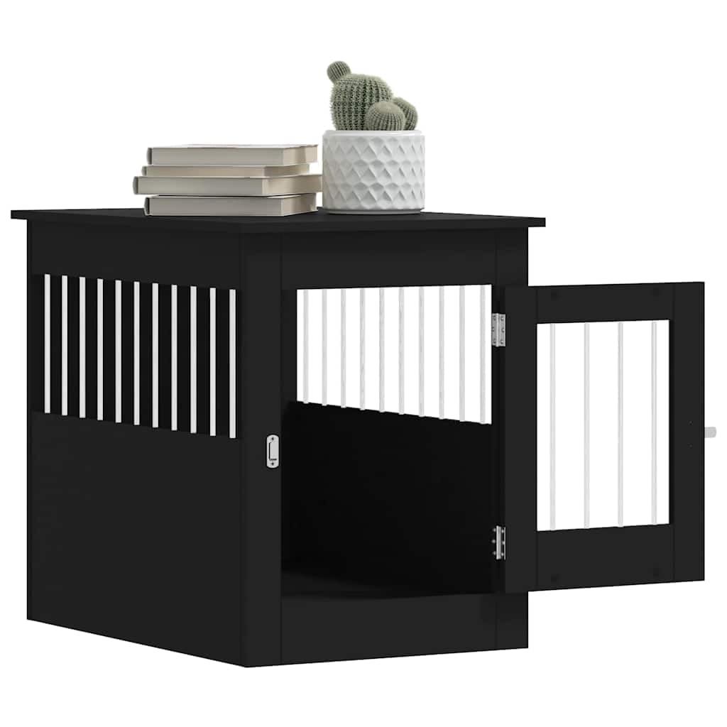 Hundekäfig Möbelstil, 55x80x68 cm Hundehaus Beistelltisch aus Holzwerkstoff und Stahl, abschließbare Hundebox für Wohnzimmer