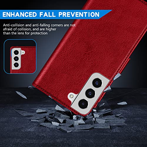 ZZXX for Galaxy S22 Plus Wallet Case Magnetic Closure 6.6 inch,Red - image 7