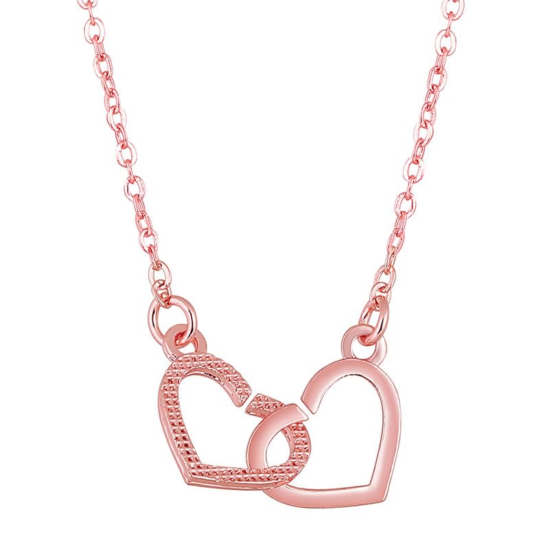 Image of Mahi Dual Heart Link Pendant Necklace for Women (PAPS1101897PR)