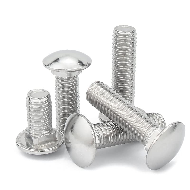 2/8/10PCS M6M8M10M12 304 in Acciaio Inox Testa Grande Bullone a Testa Semi-Cerchio Quadrato Vite a Collo Scaffale Vite a Testa Piatta Piazza(2PCS,M8x35)