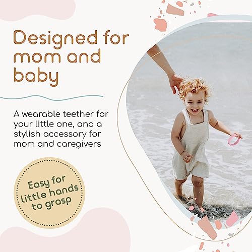 Image of ILI Silicone Baby Teether Bracelet - Pale Petal Set, Stack of 4 Baby Teething Toys & Stylish Bracelets for Mom in One, Food Grade Silicone Infant Teething Toy, Suitable for Dishwasher & Easy to Grasp