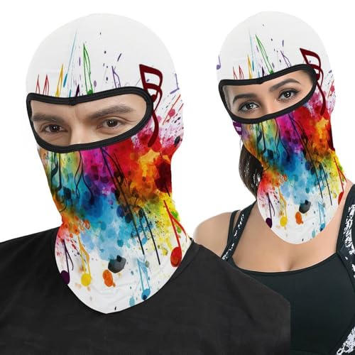 Pasamontaña térmico para hombre y mujer con estampado musical colorido, máscara facial para esquí, motocicleta y clima frío miniatura 1