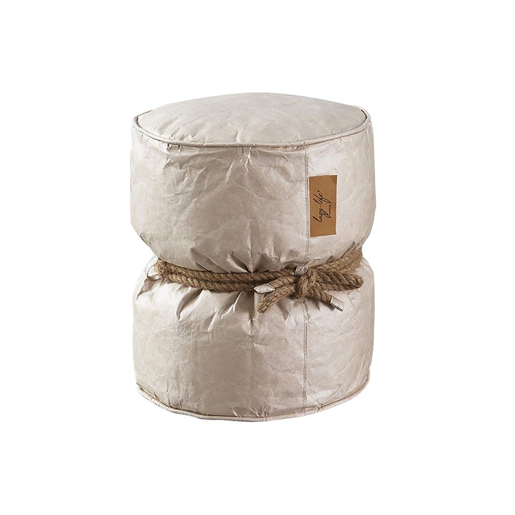QiansejiyijiajudengziStool Kraft Paper Waterproof Bean Bag Pedal Sitting Stool Home Decoration Bar Decor 40×40×50CM Black Off-white Brown (Color : C, Size : 40×40×50CM)