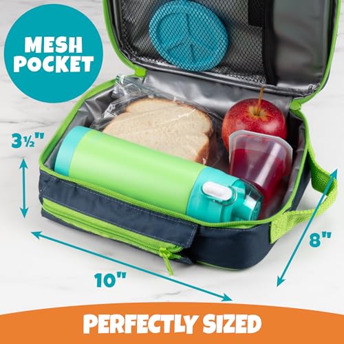 Bentology C110-NIGHT Insulated Lunch Box W Snack Pocket & Water Bottle Holder-Girls Or Kids School Lunchbox Tote Keeps Food Hotter Or Colder Longer-Reusable Bag Fits Most Bento Boxes Ice Packs Nesting Container-Blue Green thumb #3