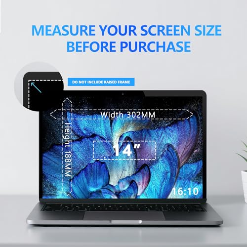 Image of 4-Way Laptop Privacy Screen Shield 14 Inch 16:10 Aspect, Removable 360 Privacy Filter Screen Protector for 14 Inch Laptop Computer, Anti Glare Blue Light Slide Mount Tabs Cover