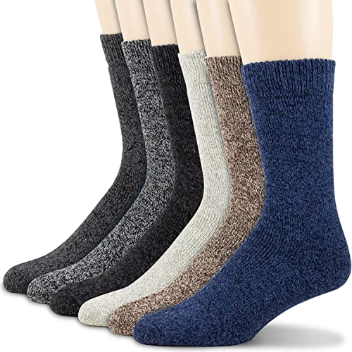 NevEND 6 Pairs Men Wool Merino Winter Thermal Boot Insulated Socks For Heavy Duty Outdoor Activities Size 10-13