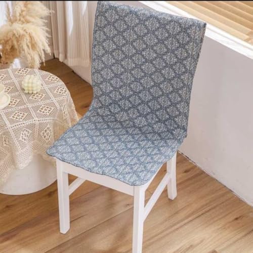 Image of HOMETHREADS Universal-Fit Cotton Fabric Chair Cover Comfortable Cushioned Seating Pad with Anti-Slip Back, Perfect for Kitchen,Dining Room (Trap Design Grey, Pack of 1)
