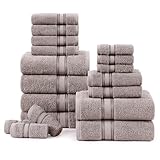 LANE LINEN Bath Towel Sets - 100% Cotton Towels for Bathroom, Luxury Hotel Towels, Zero Twist, Quick Dry Shower Towels, Super Aborbent Bath Towels, 6 Hand Towels, 6 Wash Cloths - Platinum (18 Pack)