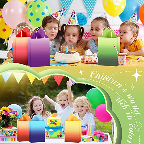 24 Pcs Party Favors Bags With 30 Pcs Tissue Paper, Kraft Paper Bags With Handles Wrap Goodie Bags For Birthdays, Easter, Weddings, Mother's Day, Baby Showers (Gradient Color Pattern) #TOP3