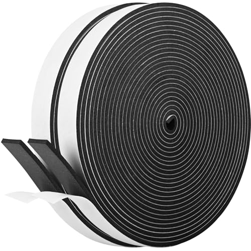 Image of Self Adhesive Foam Tape Weatherstrip 1 /2In x 1 /4In x 52Ft High Density Foam Insulation Strips Foam Seal Weather Stripping with Strong Adhesive for Door and Window Sound Isolation Soundproofing