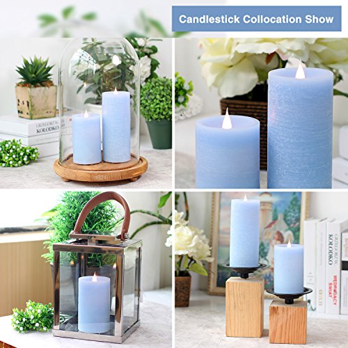 Image of SIMPLUX Battery Operated Lights with Timer, Real Wax Candle for Home, Wedding, Dinner Decoration, 3x5inches,Blue