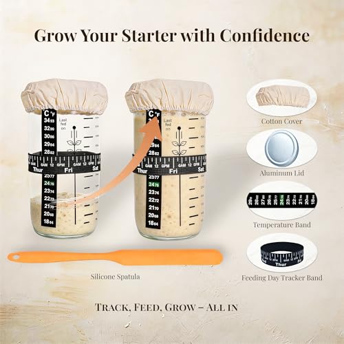 sixiangLC Sourdough Starter Kit, 23-Piece Bread Baking Set with Banneton Proofing Baskets Round & Oval, Starter Jar, Lame, Dough Whisk, Scraper & Sling - Sourdough Baking Supplies Gift for Beginners by sixiangLC - Used condition - Image 4