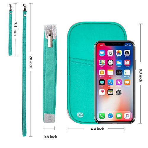 Image of RFID Family Passport Wallet Holder Waterproof, Travel Document Organizer Credit Card Clutch Bag for Men Women, RFID LakeGreen, One Size, Classic