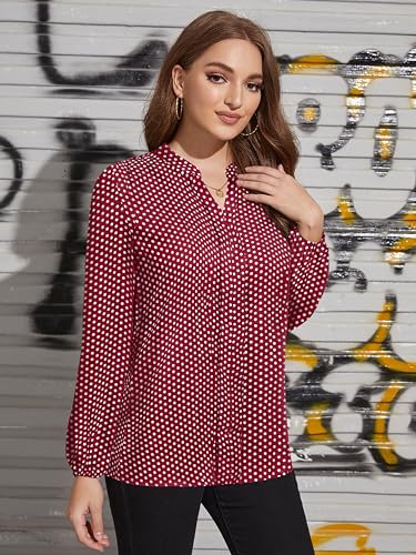 Image of KERI PERRY Women's Maroon Muslin Polka Dot Straight Western Top | Winter Top | Western Top | Top for Women | Women Top | Trendy Women Top