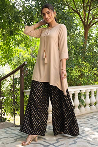 Image of Juniper Women's Rayon Slub Solid Asymmetric Kurta