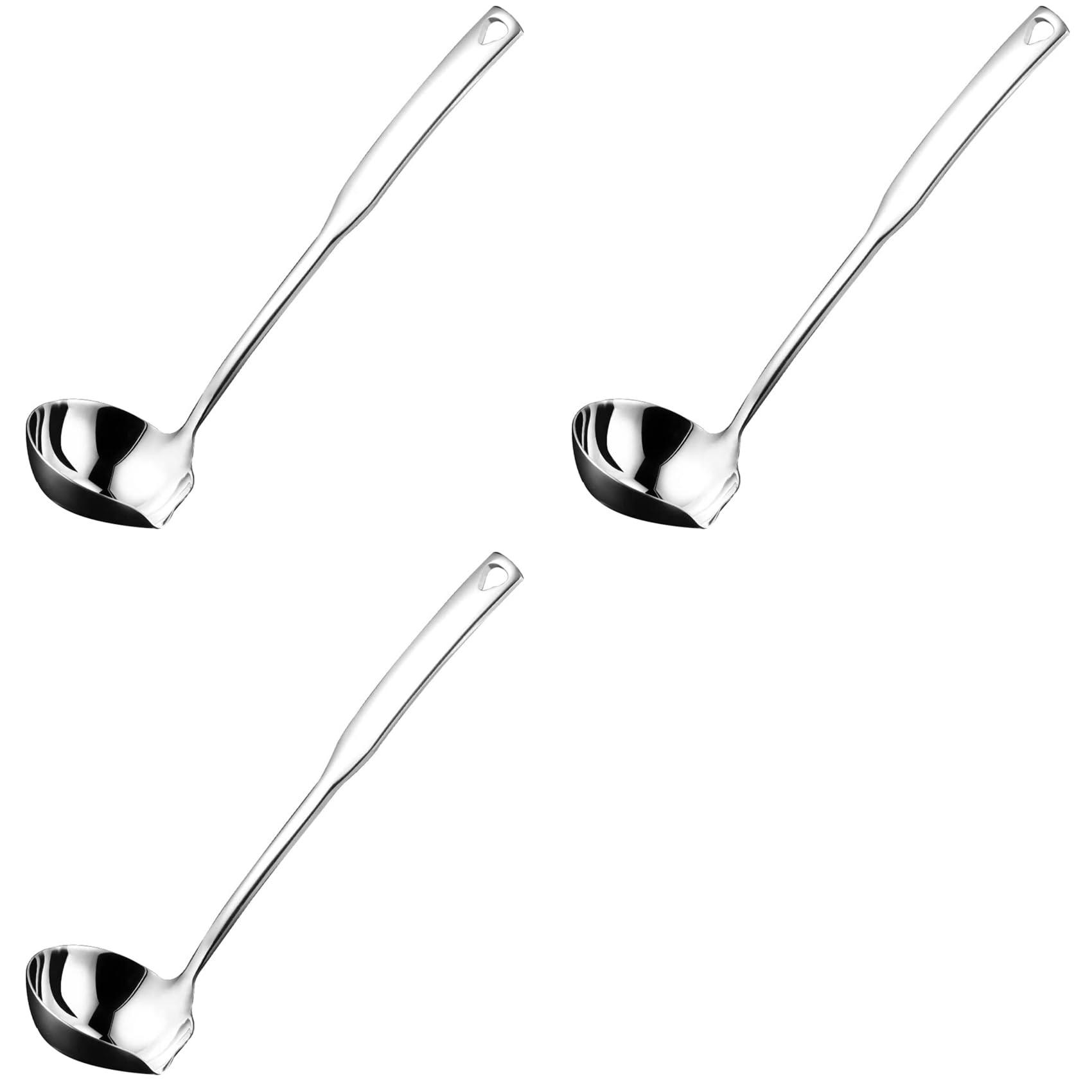 Hndhbfgrt 3X Kitchen Soup Ladle 304 Stainless Steel Punch Ladell Spoons with Pour Spout Gravy Ladles 11.8 Inch