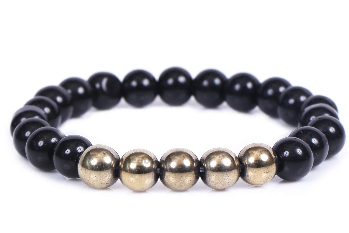 REBUY Black Tourmaline With Five Golden Pyrite Stone Bracelet Healing Crystal Combination For Protection Gem Stone Bracelet Natural Stone Bracelet Bead Size 8 Mm For Unisex Adult (B08NCPRFFV) Amazon Price History, Amazon Price Tracker