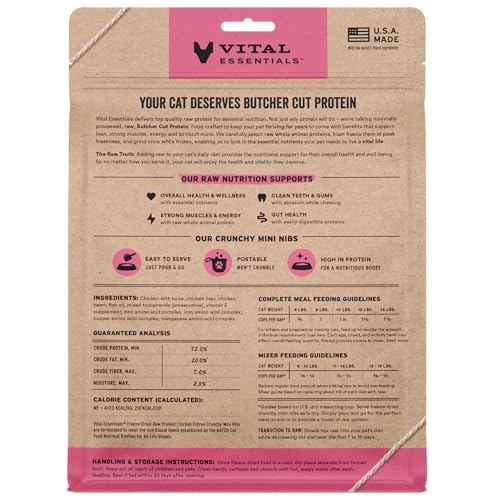 Vital Essentials Freeze-Dried Raw Chicken Meal or Mixer Cat Food Crunchy Nibs, 8 oz - Thumbnail 2
