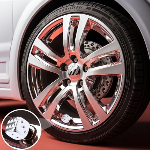 MEAJOO 4PCS Dice Tire Valve Stem Caps, Wheels Tire Air Caps with O Rubber Ring Accessories, Corrosion Resistant Leak-Proof, Universal for Cars, SUVs, Bikes, Trucks and Motorcycles (Silver)