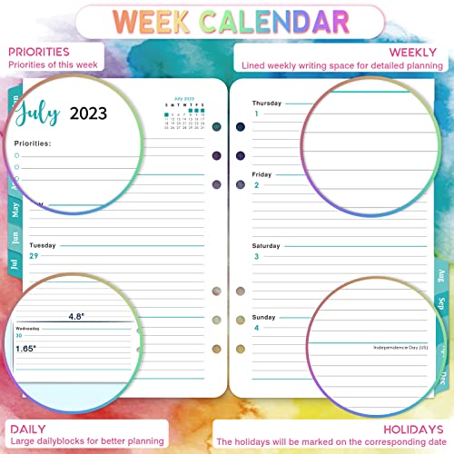 2023 Planner Refills - Planner Refills 2023, A5 Planner Inserts, 5.5 X 8.5 Inch, 7 Holes, 2023 Weekly & Monthly Planner Refills, 2023 Planner Inserts From Jan.2023-Dec.2023, A5 Planner Refills - Watercolor Ink #TOP3