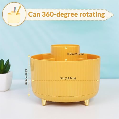 Miniatura 51 de SKYDUE Organizador de escritorio giratorio de 360 grados, soporte de lápiz de doble propósito para escritorio, organizador de bolígrafos de Verde