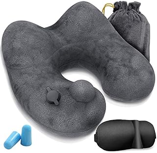 CO-T Inflatable Neck Pillow - Inflatable Travel Pillow Set for Airplane - Neck