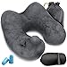 Inflatable Neck Pillow - Inflatable Travel Pillow Set for Airplane - Neck Travel Pillows for Women - Airplane Pillow for Men with Packsack - Soft Velvet Flight Pillow