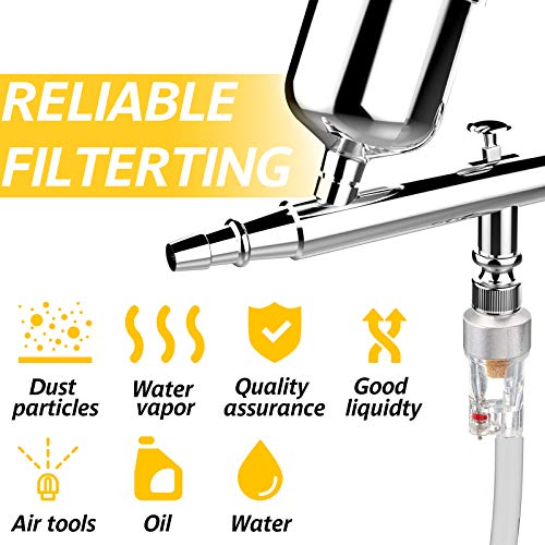 Image of Honoson 6 Pcs Airbrush in-line Water Trap Mini Air Filter Connect Separator for Connects Directly onto Airbrushes and Hoses with 1 /8 Bsp Threads