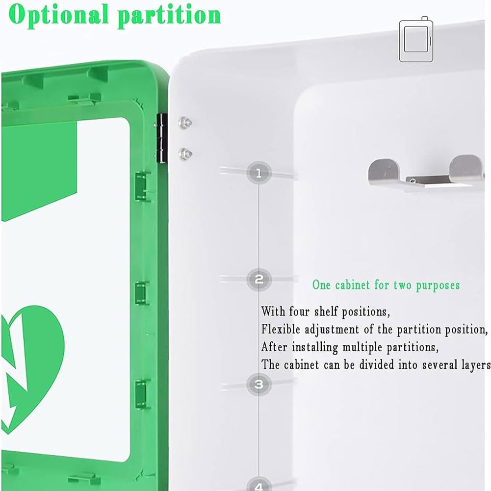 Armoire de rangement for défibrillateur AED, boîte de rangement murale for défibrillateur AED de premiers secours, alarme à double interrupteur et contrôle de la lumière, position réglable, conception